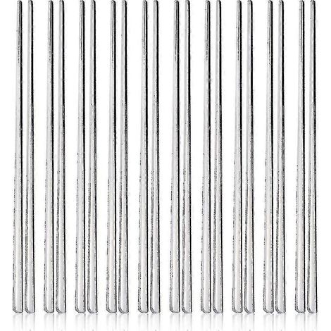 Baguettes en acier inoxydable, 10 paires de baguettes plates en métal, qualité supérieure (1/4)