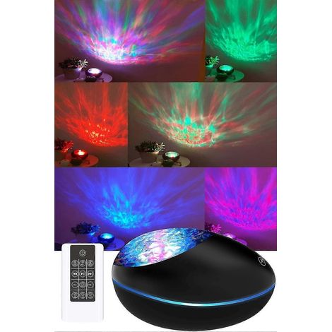 Lampe de chevet LED projecteur avec simulation de vagues océaniques, télécommande, minuterie et haut-parleur Bluetooth, veilleuse tactile pour enfants, 8 couleurs de lumière. (1/5)