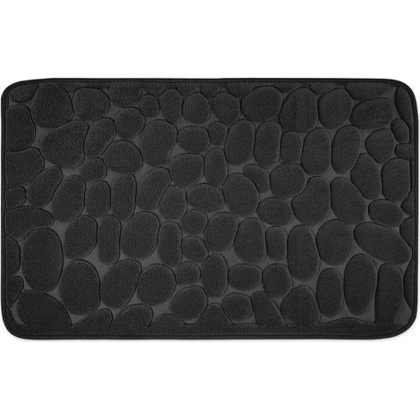 Alfombrilla de baño de espuma viscoelástica, alfombrilla de ducha absorbente, alfombrilla antideslizante, 40 x 60 cm, negra (1/5)