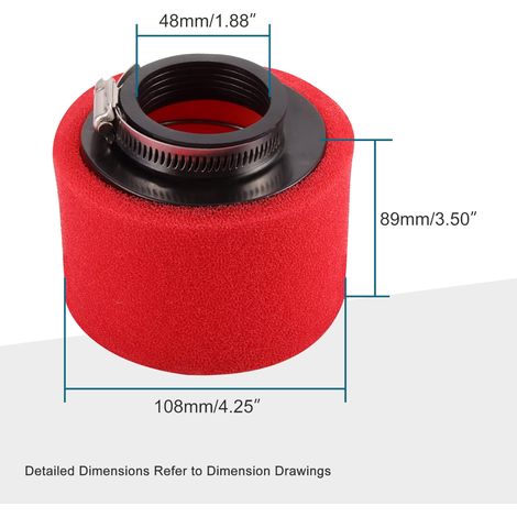 Roter Schwamm-Luftfilter (48 mm), geeignet für verschiedene Fahrzeugtypen, einschließlich Motorräder und ATVs. (1/4)