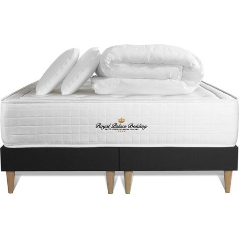 Komplettpaket Bett - Matratze 160x200 cm + 2 Boxspringbetten (Monoblock) + 2 Kopfkissen + Bettdecke - Buckingham