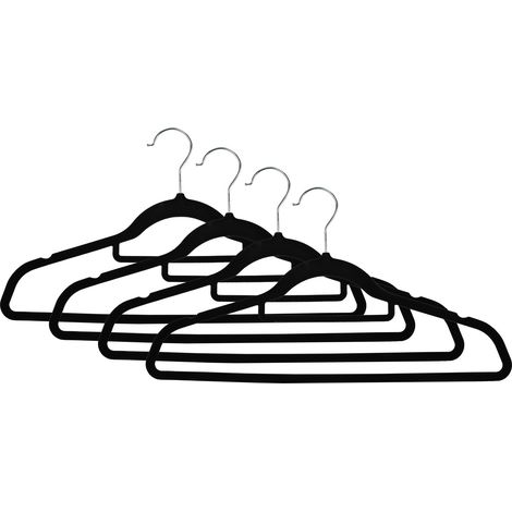 Cintres en velours noir, lot de 4, antidérapants, crochet pivotant à 360°, 44,5 cm (17,5 pouces) (1/5)