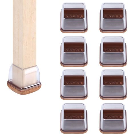 Protectores de silicona para patas de sillas (8 piezas), almohadillas pequeñas para sillas, protectores de suelo de silicona transparente para patas de sillas con almohadillas de fieltro (14-19 mm)