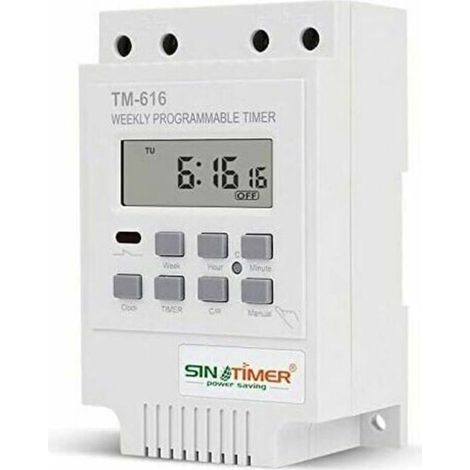 Timer elettrico TM616 - 12V - Programmabile per tutte le stagioni - Display LCD - 6500W - 30A - Batteria integrata (1/4)
