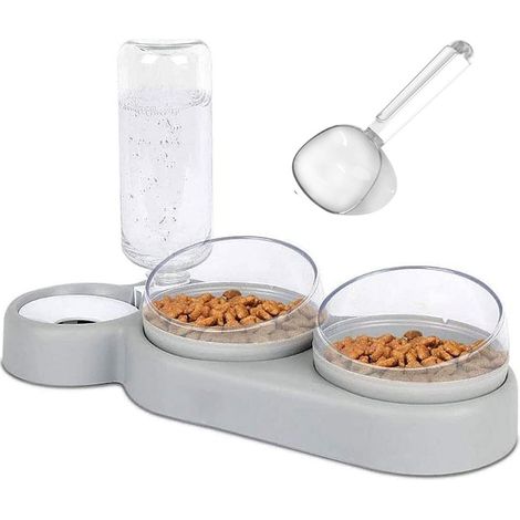1 Ensemble gamelle, double inclinable 15°, abreuvoir automatique, plastique PP PET, chiens chats petite moyenne taille(Troisième trimestre : Nouveaux produits en septembre) (1/5)