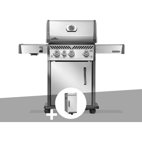 Barbecue à gaz Rogue PRO inox 3 brûleurs + 1 sizzle zone + Meuble rangement sous tablette - Napoléon (1/5)