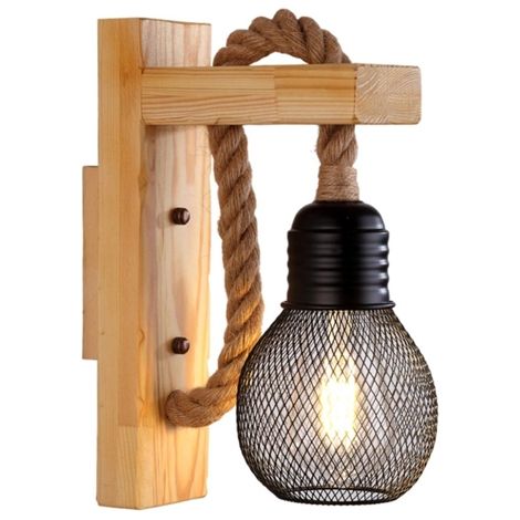 Lampada da parete Applique a corda di canapa e Metallo MS12-1