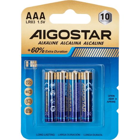Batteria Aigostar 1,5V AAA Ministilo Alcalina confezione da 4 pile (1/3)