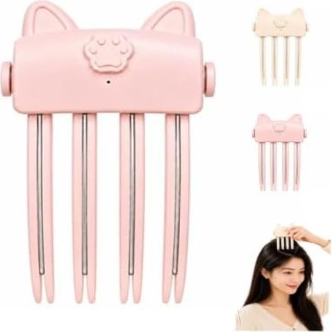 Pince à cheveux chauffante rechargeable Irovami pour chignon haut, maintien naturel longue durée, outil volumisant pour frange et chignon haut, rose (1/2)
