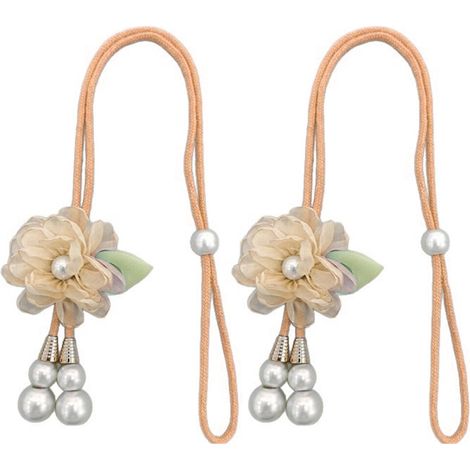 Embrasses de rideaux pratiques avec fleurs-Couleur thé au lait