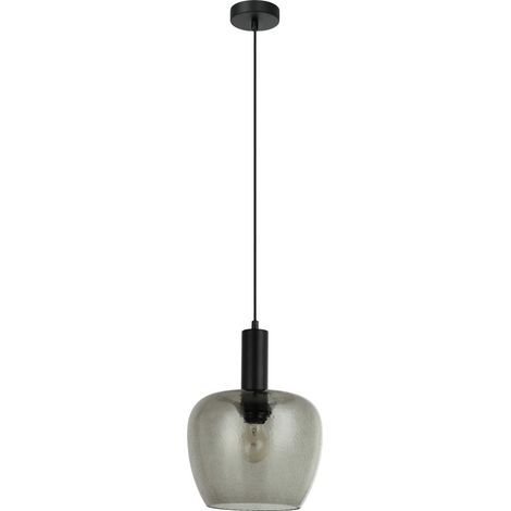 Lampada sospensione loft nera vetro fumé E27 Italux (1/2)