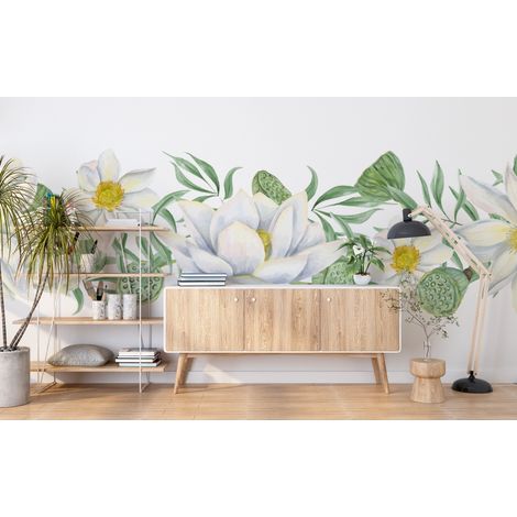 Papier peint fleuri - frise marguerites champêtres - 150 x 250 cm (1/2)