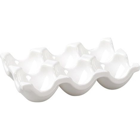 Boîte à œufs en porcelaine - Plateau à œufs antidérapant - En céramique - Pour armoire, plan de travail de cuisine, accessoires décoratifs (blanc, 6 œufs) (1/5)