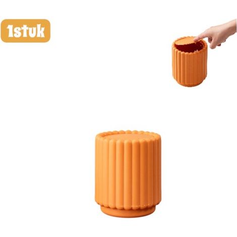Mini poubelle Push-Top – Poubelle compacte avec motif tournesol et grande ouverture – Pour bureau, cuisine ou chambre – Orange
