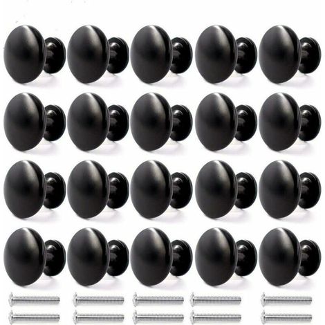 20 Stück 30 mm Vintage-Türknöpfe, Schubladengriffe, Küchenschrankgriffe, Möbelknöpfe (Schwarz)