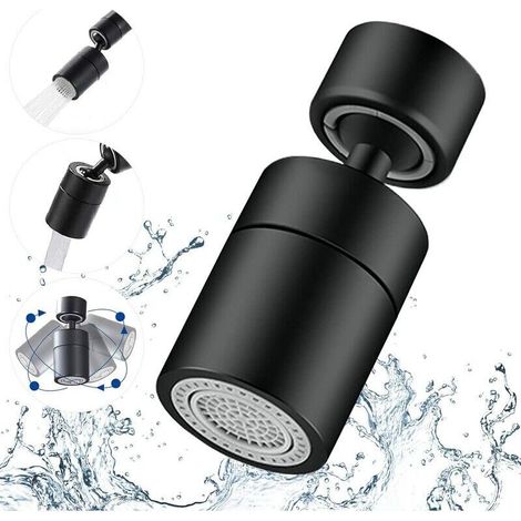 Aérateur de robinet,Pivotant 360 Degrés-2 Modes Réglable Cuisine Robinet Filtre Barboteur Pour Cuisine Salle De Bain,avec Adaptateur Filetage Externe 24mm-Fil Interne 22mm (Bronze huilé noir)