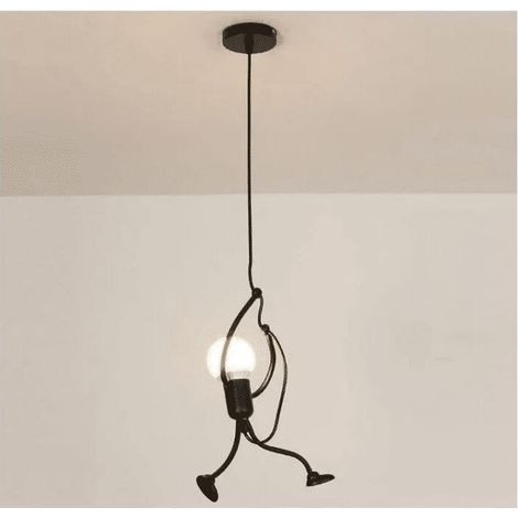 Lustre suspendu moderne noir – Dimensions D 26 × H 140 cm – Culot E27 – Métal pour chambre enfant – Ampoule non incluse (1/5)