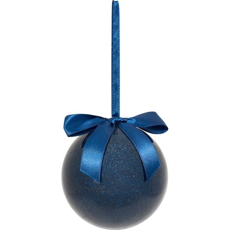 Déco Sapin Boule de Noël Bleu pailleté D 9 cm - Feeric Christmas (1/2)