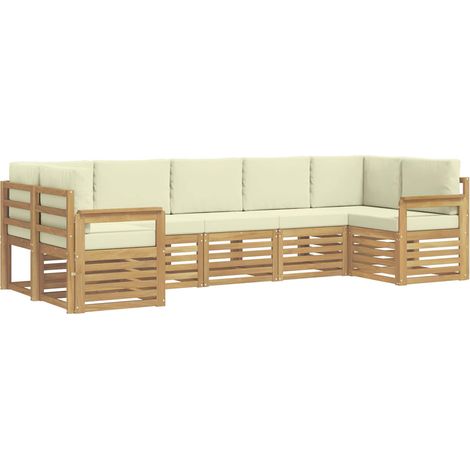 Set di divani da esterno 6 pcs Bianco e Crema vidaXL