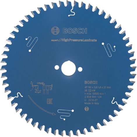 Bosch – Lame de scie circulaire pour stratifié haute pression 190mm – Alésage 20mm – 56 dents – Coupe nette sans éclat – 2608644134