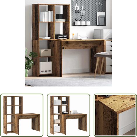 vidaXL Bureau ancien - Bureau Bois Ancien 138,5 x 55 x 143 cm Bois d'ingénierie (1/5)