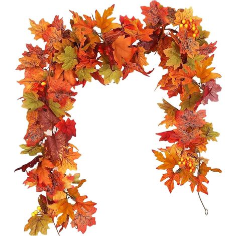 Autumn maple leaf decoration, autumn home decoration, 1.5m autumn leaf garland, artificial autumn garland, outdoor autumn decoration, garland