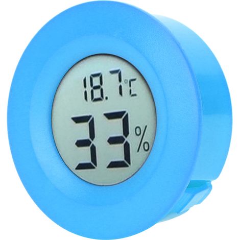 Mini thermomètre et hygromètre numérique rond à écran LCD intégré pour une utilisation en intérieur (bleu) (1/5)