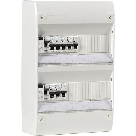 Tableau électrique pré-câblé 2 rangées 26 modules – 8 disjoncteurs 10A à 32A – Montage en saillie – Certifié NF – Nalto (1/2)