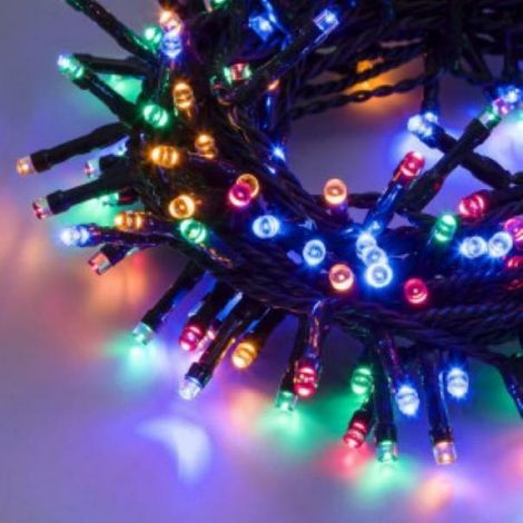 LUCI DI NATALE 200 LED MULTICOL USO INTERNO E ESTERNO CON GUIOCHI LUCE 8M