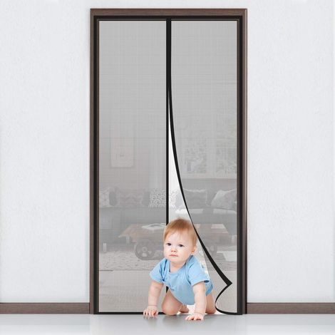 TAISHENGDA-Moustiquaire Porte Fenêtre Magnétique Rideau Porte Anti Mouche Insecte Moustiquaire Aimantée Bande Adhésive Fermeture Automatique Maille Très Fine 90x220cm (1/5)