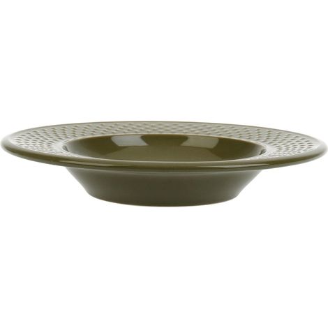 Assiette Creuse Modèle Grain de Riz - Faïence Kaki - Ø 22,5 cm
