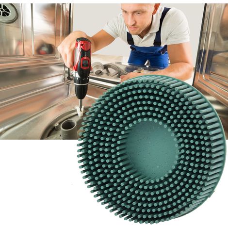 1 disque brosse 3 pouces caoutchouc émeri vert grain 50 + tige pour ébavurage polissage meulage perceuse (1/5)