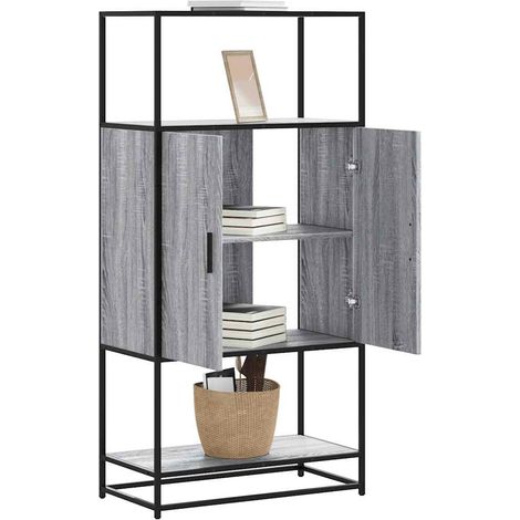 Highboard Grau Sonoma 68x35x139 cm Holzwerkstoff und Metall