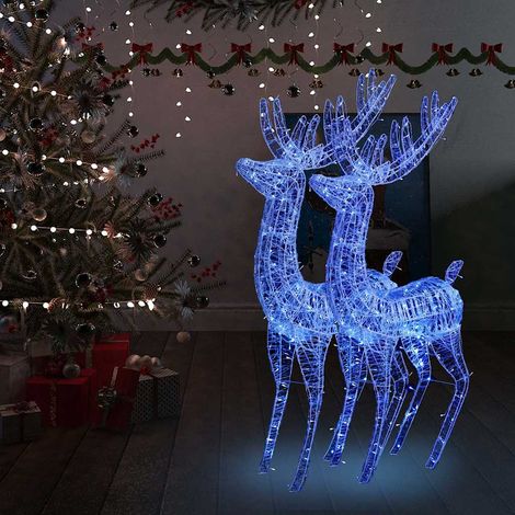 Rennes de Noël XXL Acrylique 250 LED 2 pcs 180 cm Bleu (1/5)
