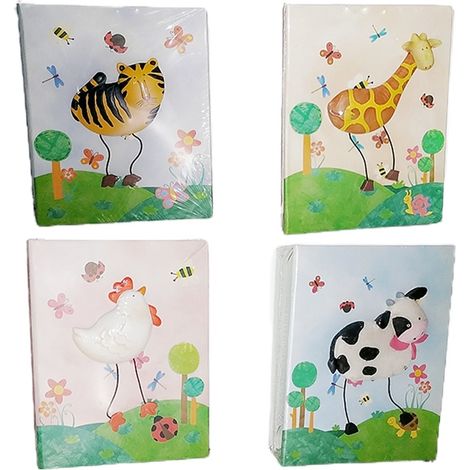 Portafoto album bimbi bambini con decoro animali per ricordo da 100 tratti 10x15 bellissimo con pulcino giraffa mucca tigre (1/5)