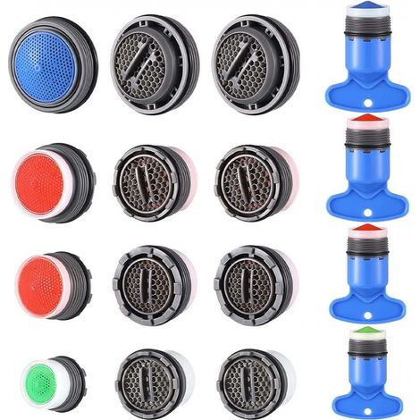 Lot de 16 Aérateur de Robinet,Aérateur de mousseur Robinet,économiseur d'eau Embout Aérateurs de Robinet pour Mitigeur d'Evier de Cuisine et de Lavabo de Salle de Bain (M16/M18/M22/M24) (1/5)