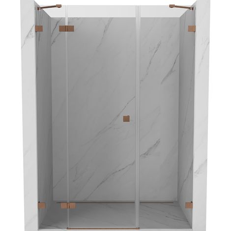 Mexen Lunar puerta de ducha abatible izquierda 160 cm, transparente, cobre cepillado - 834S-160-050-65-00-L (1/5)