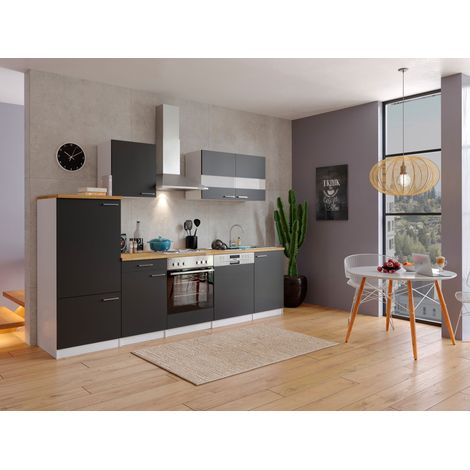 Cuisine Cuisine équipée Bloc vide Blanc Noir Malia 280 cm Respekta (1/4)