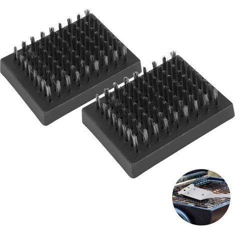 Lot de 2 brosses de nettoyage pour barbecue - Poils métalliques - Têtes de rechange pour brosse et grattoir (1/5)