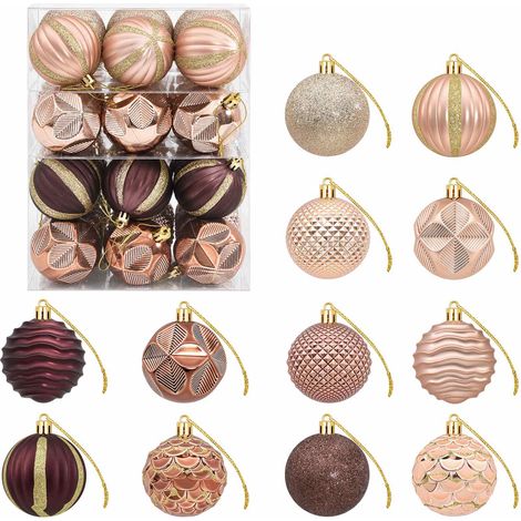Juego de bolas navideñas 36 uds. Champán y marrón 6 cm vidaXL
