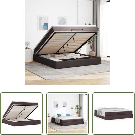 Matratze - Ottoman-Bett mit Matratze Dunkelbraun 160x200 cm Stoff (1/5)