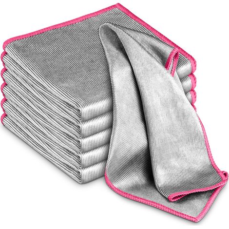 Chiffon de polissage pour verre, chiffon de nettoyage magique sans traces, chiffon en microfibre non pelucheux, lot de 6, rose