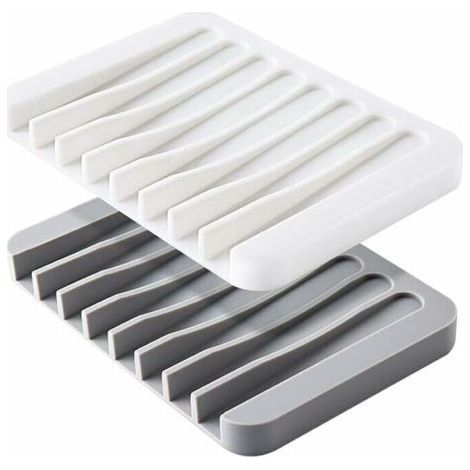 2 Pack Self Draining Soap Dish, Premium Silicone Soap Dish, Soap Saver for Shower, Kitchen, Bathtub, Razor, Sponges, Easy Cleaning with a Little Water, Prol (1/4)