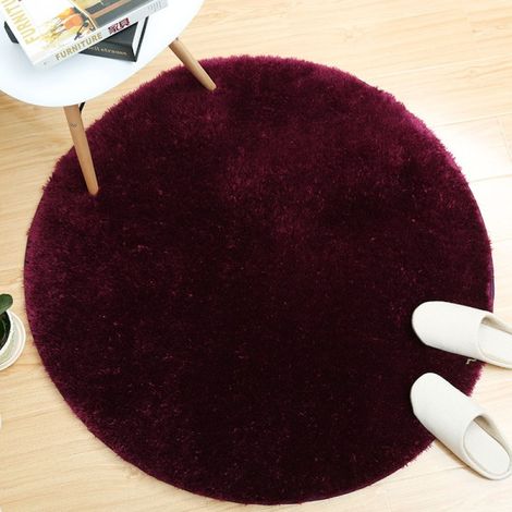 Tapis de bain rond antidérapant en peluche kaki, diamètre 70 cm. (1/4)