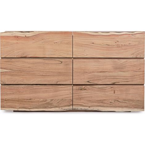 Meuble de rangement 6 tiroirs bois d'acacia Denia 142cm (1/5)