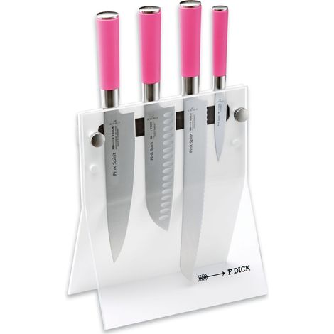 F. DICK Bloc de couteaux Pink Spirit Set de couteaux 4 couteaux Couteaux de cuisine Santoku rose