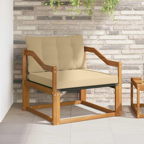 Outdoor-Sofagarnitur Massives Akazienholz und Textilene Natur (1/5)