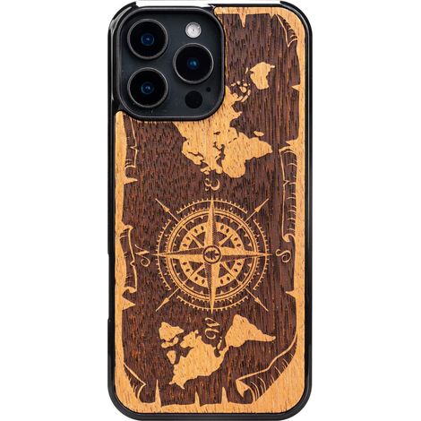 Coque en bois Bewood pour iPhone 16 Pro Max WIND ROSE MERBAU (1/5)