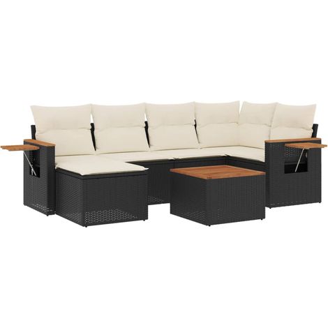 Maison Exclusive - Patio Sofa Set 6 plaza Black and Cream (1/5)
