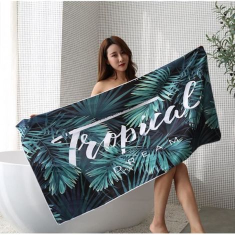 1 Serviette de Plage, microfibre, anti-sable, séchage rapide, léger, pour piscine, 70x140cm, vert (1/3)